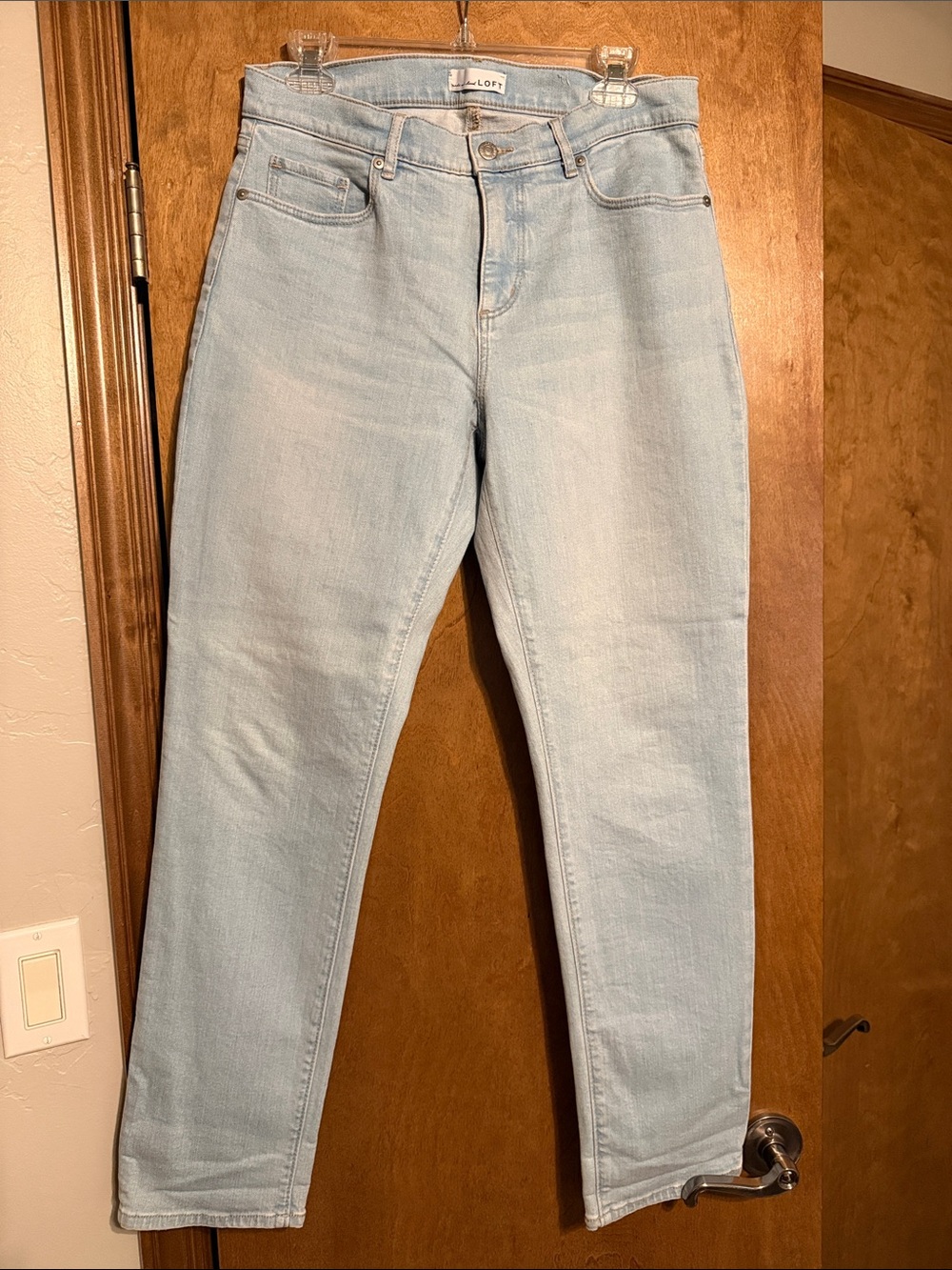 Loft Light Wash High-Rise Straight Jeans - Light Blue